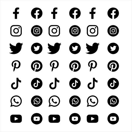 Set of black icons for social media and communication. vector illustration.のイラスト素材