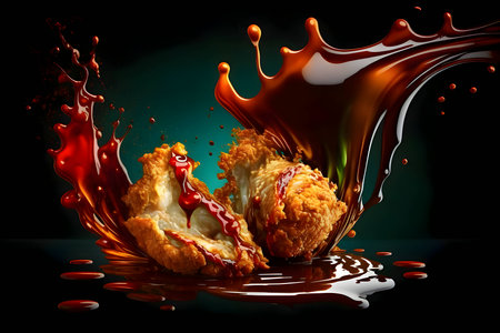 An illustration featuring delicious chicken nuggets served with a side of sauce.の写真素材