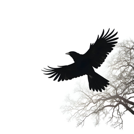Vector illustration of a bird in black silhouette against a clean white background, capturing graceful forms.のイラスト素材