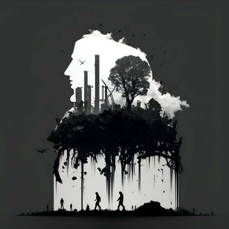Vector illustration of a factory in black silhouette against a clean gray background, capturing graceful forms.のイラスト素材