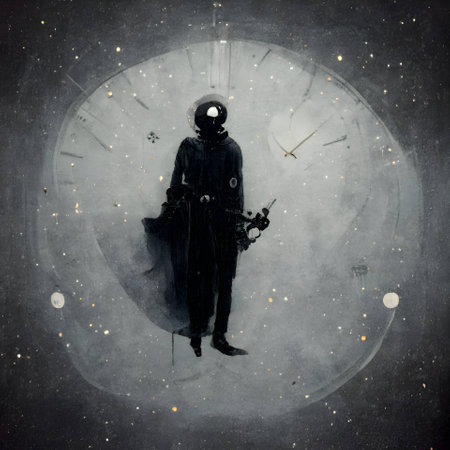 Vector illustration of an alien in space in black silhouette against a clean gray background, capturing graceful forms.の写真素材