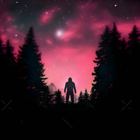 Vector illustration of a beast in black silhouette against a clean pink and black background, capturing graceful forms.のイラスト素材