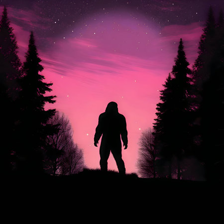 Vector illustration of a beast in black silhouette against a clean pink and black background, capturing graceful forms.のイラスト素材