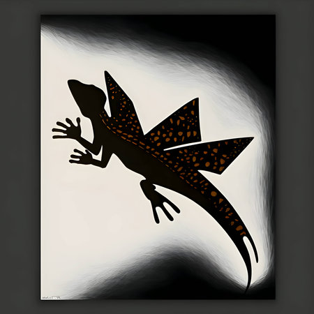 Vector illustration of a lizard in black silhouette against a clean white background, capturing graceful forms.のイラスト素材