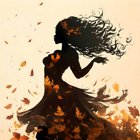Vector illustration of portrait of a woman in black silhouette against a clean yellow background, capturing graceful forms.のイラスト素材