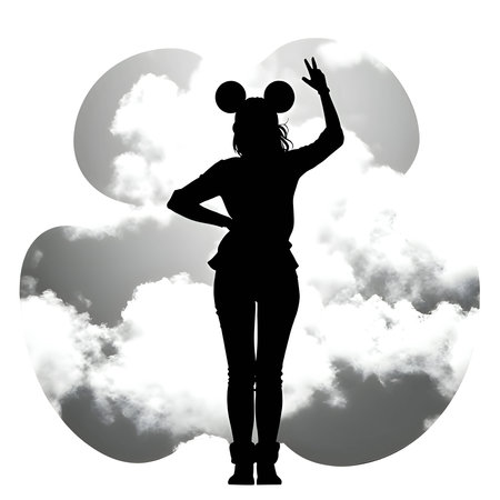 Vector illustration of a young girl in black silhouette against a clean white background, capturing graceful forms.のイラスト素材