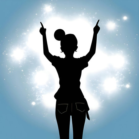 Vector illustration of a young girl in black silhouette against a clean white background, capturing graceful forms.のイラスト素材