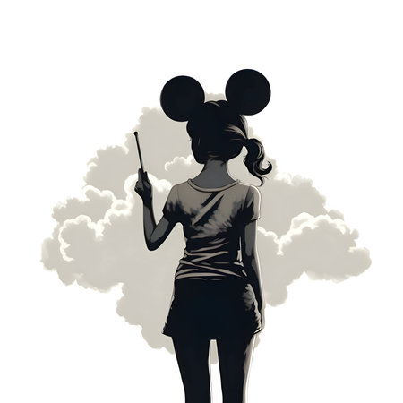 Vector illustration of a young girl in black silhouette against a clean white background, capturing graceful forms.のイラスト素材