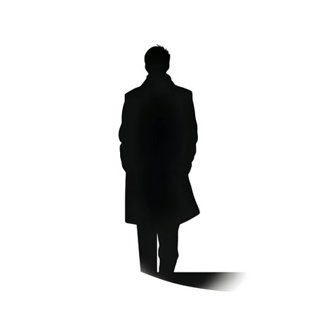 Black silhouette of a man on a white background.のイラスト素材