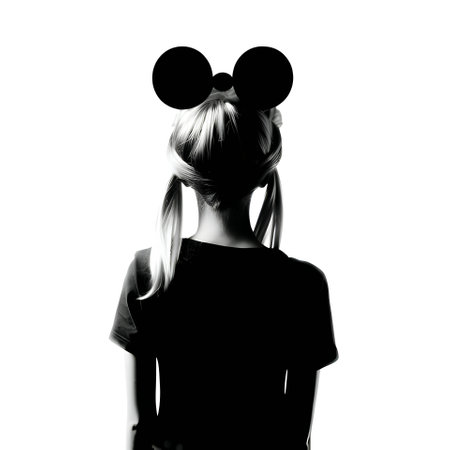Vector illustration of a young girl in black silhouette against a clean white background, capturing graceful forms.のイラスト素材