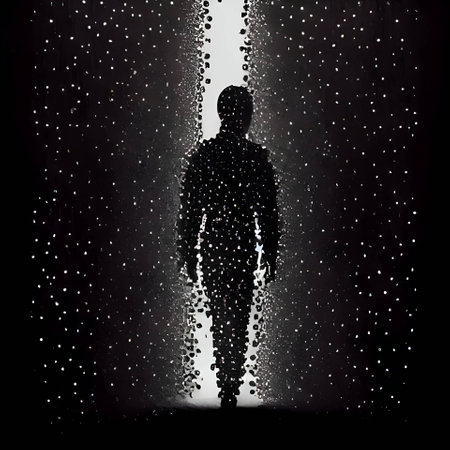 Vector illustration of a person in black silhouette against a clean white background, capturing graceful forms.のイラスト素材