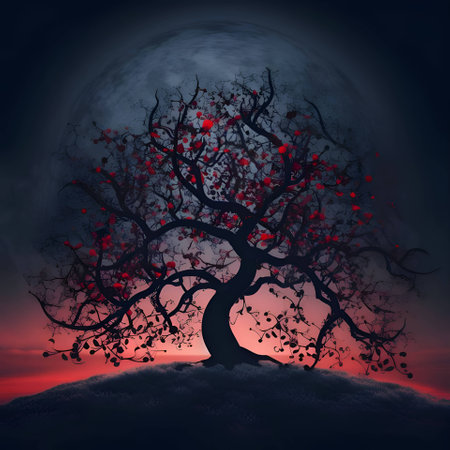 Vector illustration of a tree in black silhouette against a clean gray background, capturing graceful forms.のイラスト素材