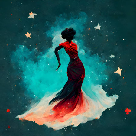Black silhouette of a woman on green background.のイラスト素材
