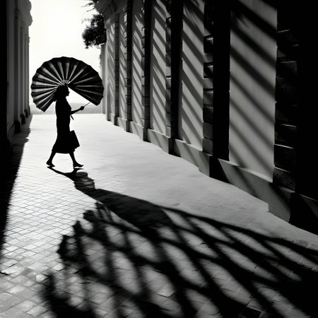 Vector illustration of a women with a fan in black silhouette against a clean white background, capturing graceful forms.の写真素材