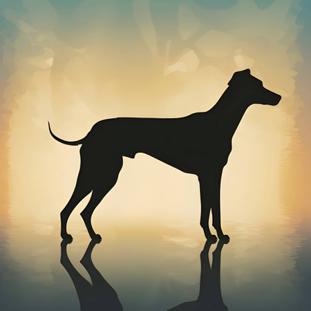 Vector illustration of a dog in black silhouette against a clean light background, capturing graceful forms.のイラスト素材