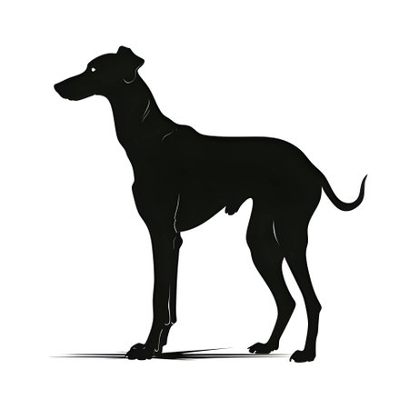 Vector illustration of a dog in black silhouette against a clean white background, capturing graceful forms.のイラスト素材