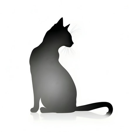 Vector illustration of a cat in black silhouette against a clean white background, capturing graceful forms.のイラスト素材