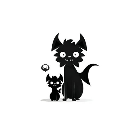 Vector illustration of a two dragons in black silhouette against a clean white background, capturing graceful forms.のイラスト素材
