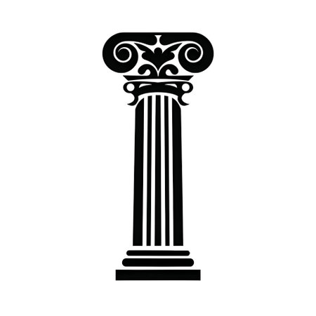 Vector illustration of a pillar in black silhouette against a clean white background, capturing graceful forms.のイラスト素材