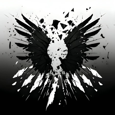 Vector illustration of wings in black silhouette against a clean white background, capturing graceful forms.のイラスト素材