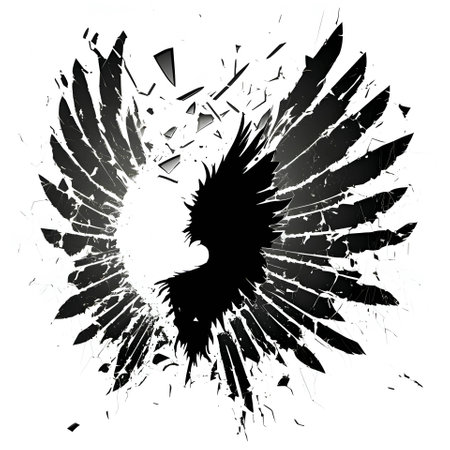 Vector illustration of wings in black silhouette against a clean white background, capturing graceful forms.のイラスト素材