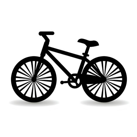 Vector illustration of a bicycle in black silhouette against a clean white background, capturing graceful forms.のイラスト素材