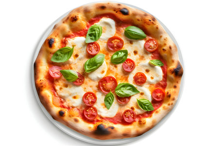 An isolated illustration of a small pizza on a white background.の写真素材