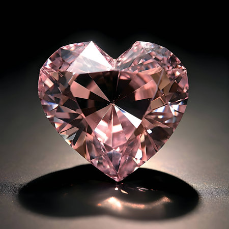Illustration: A sparkling diamond heart shining brightly on a dark background.のイラスト素材