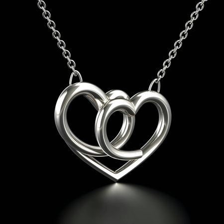 A silver necklace adorned with a delicate heart pendant.のイラスト素材