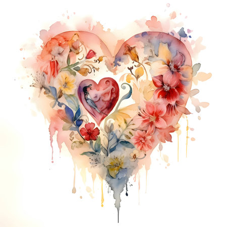 Illustration: A large abstract heart with a flower concept.のイラスト素材