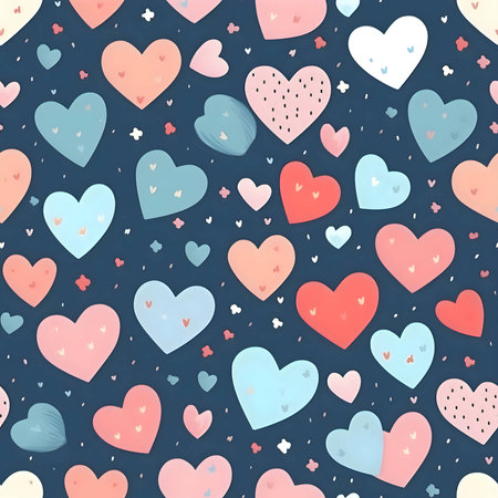 Illustration: A background filled with colorful heart patterns.のイラスト素材