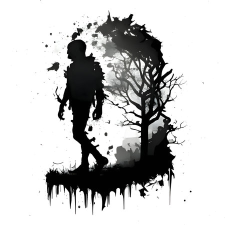 Vector illustration of a walking man in black silhouette against a clean white background, capturing graceful forms.のイラスト素材