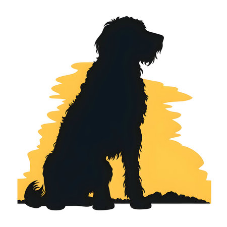 Vector illustration of a dog in black silhouette against a clean white background, capturing graceful forms.のイラスト素材