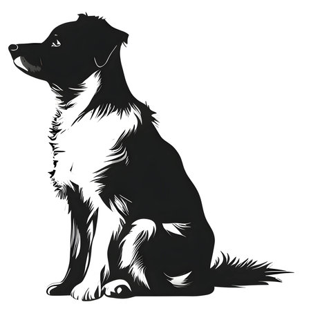 Vector illustration of a dog in black silhouette against a clean white background, capturing graceful forms.のイラスト素材