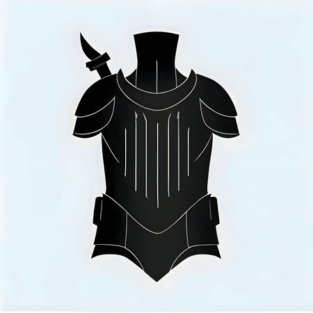 Vector illustration of an armor in black silhouette against a clean white background, capturing graceful forms.のイラスト素材