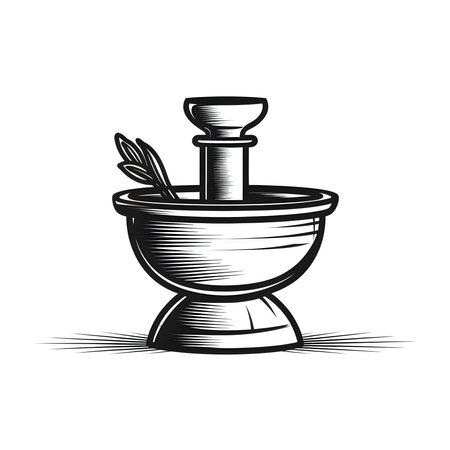 Vector illustration of a herbal bowl in black icon against a clean white background, capturing graceful forms.のイラスト素材