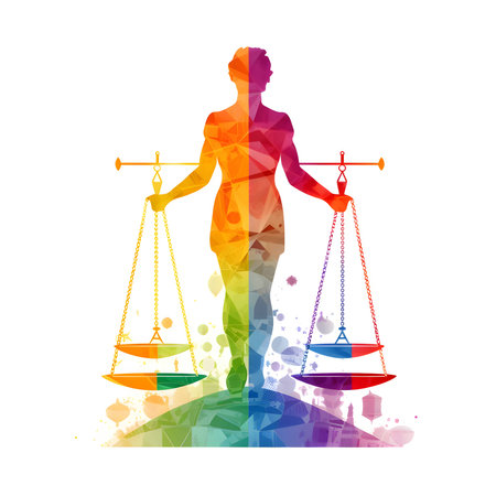 Hands in the colors of the LGBT symbol, entwined with a chain, symbolizing unity, solidarity, and support within the LGBTQ+ community.のイラスト素材