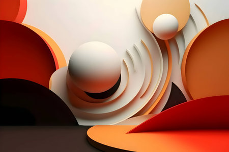 An abstract background adorned with a multitude of colorful geometric shapes, including circles and spirals, creating a lively and captivating visual composition.のイラスト素材