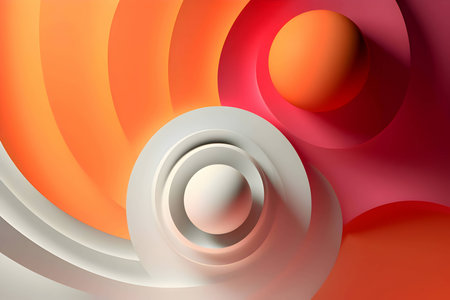 An abstract background adorned with a multitude of colorful geometric shapes, including circles and spirals, creating a lively and captivating visual composition.のイラスト素材