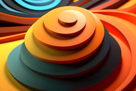 An abstract background adorned with a multitude of colorful geometric shapes, including circles and spirals, creating a lively and captivating visual composition.のイラスト素材