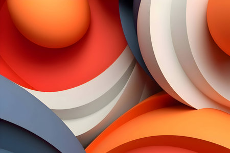 An abstract background adorned with a multitude of colorful geometric shapes, including circles and spirals, creating a lively and captivating visual composition.のイラスト素材