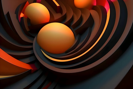 An abstract background adorned with a multitude of colorful geometric shapes, including circles and spirals, creating a lively and captivating visual composition.のイラスト素材