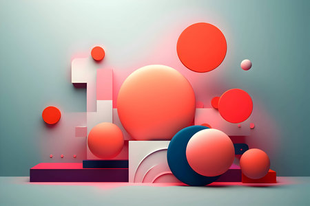 An abstract background adorned with a multitude of colorful geometric shapes, including circles and spirals, creating a lively and captivating visual composition.のイラスト素材