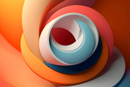 An abstract background adorned with a multitude of colorful 3D waves, creating a visually captivating and dynamic design.のイラスト素材