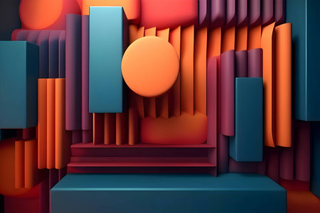 An abstract background adorned with a multitude of colorful geometric shapes, including circles and spirals, creating a lively and captivating visual composition.のイラスト素材