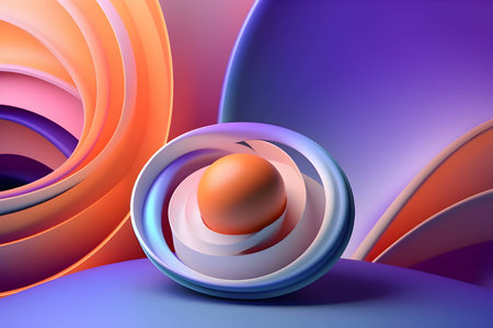 An abstract background adorned with a multitude of colorful geometric shapes, including circles and spirals, creating a lively and captivating visual composition.のイラスト素材