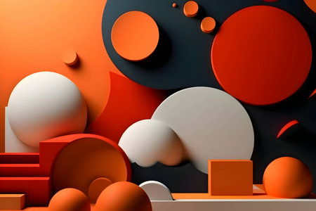 An abstract background adorned with a multitude of colorful geometric shapes, including circles and spirals, creating a lively and captivating visual composition.のイラスト素材