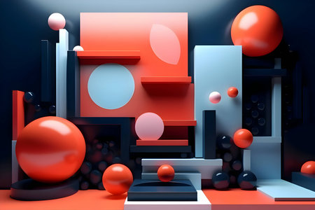 An abstract background adorned with a multitude of colorful geometric shapes, including circles and spirals, creating a lively and captivating visual composition.のイラスト素材