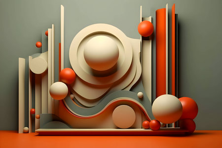 An abstract background adorned with a multitude of colorful geometric shapes, including circles and spirals, creating a lively and captivating visual composition.のイラスト素材