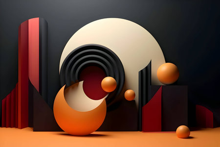 An abstract background adorned with a multitude of colorful geometric shapes, including circles and spirals, creating a lively and captivating visual composition.のイラスト素材